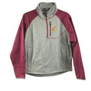 NBA Cleveland Cavaliers Kids Youth Pullover Jacket 1/4 Zip Gray Burgundy M 12-14